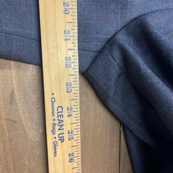 Michael Kors Mens 42L 100% wool Plaid Blazer Suit Jacket Navy Blue  professional - Picture 6 of 9